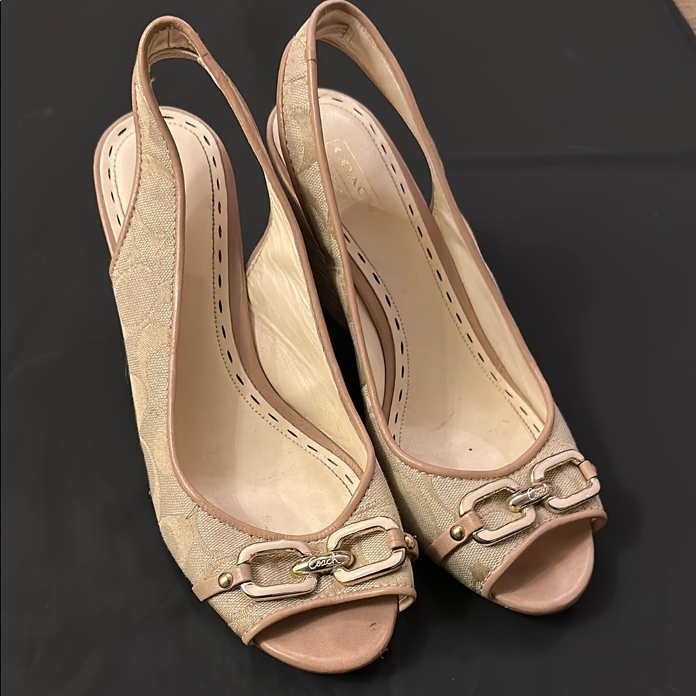 Coach Cynthia Elegant Beige Slingback Heels